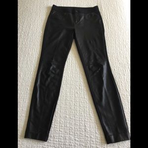 Cashmere Box leather front black pants